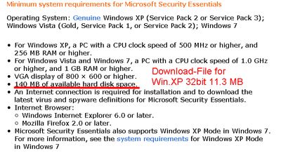 System requirements: 140 MB on harddisk