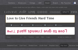 Various text effects such as text flip, reflect, reverse, etc