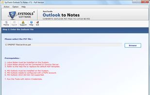 Browse the Outlook PST Data File which you want to convert into NSF.