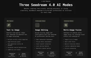 Three creation modes: Text-to-image, precise mask editing, and multi-image fusion for designers, marketers, and indie makers.