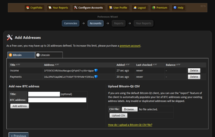 Cryptocurrency addresses are added directly into CryptFolio