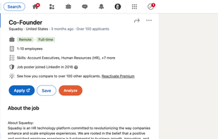 Analyze each job right on LinkedIn