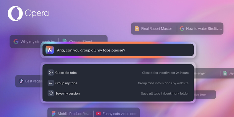 Opera introduces AI-powered tab commands for better tab management image