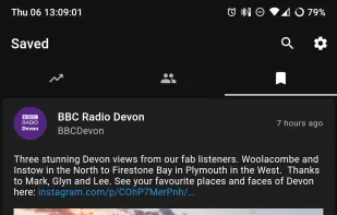 Viewing saved tweets