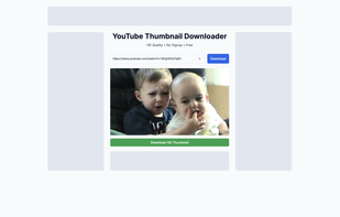 Clean desktop interface showing YouTube thumbnail download in action. Features a simple URL input and instant thumbnail preview with HD download option.
