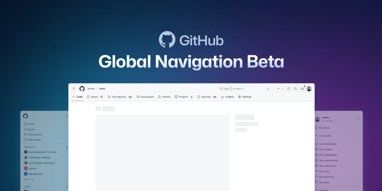 GitHub Introduces redesigned Global Navigation for all users as a public beta image