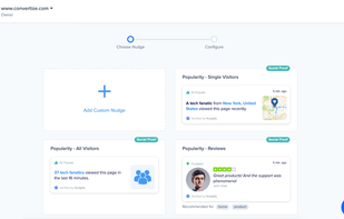 Choose from a range of Social Proof notifications, FOMO notifications and Review Nudges