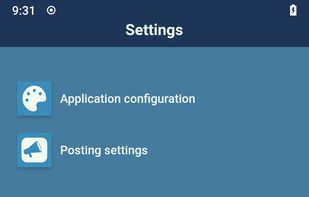 Settings screen with two subsections for posting settings and application look and feel