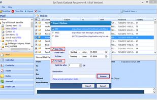 Use the Export option to save all the recovered mail data into a new healthy PST file. The tool also provides multiple options  to export  the PST file data into EML or MSG file formats.