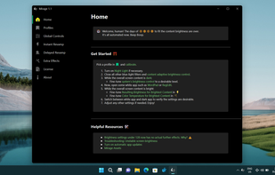 Settings menu - Home