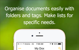 Organise documents easy with folders and tags. Make lists to group them for specific needs.