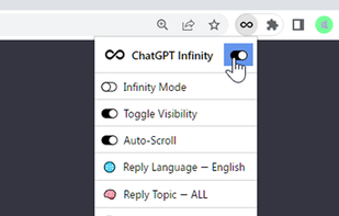 Master toggle switch in Chrome toolbar menu