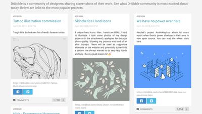 Popular design links on dribble