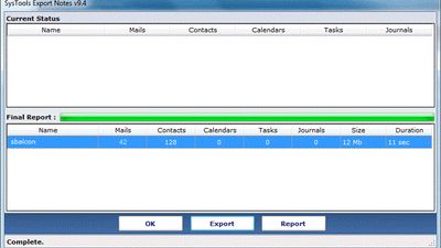 The software prepares the export/migration process report including the details of the migrated data.