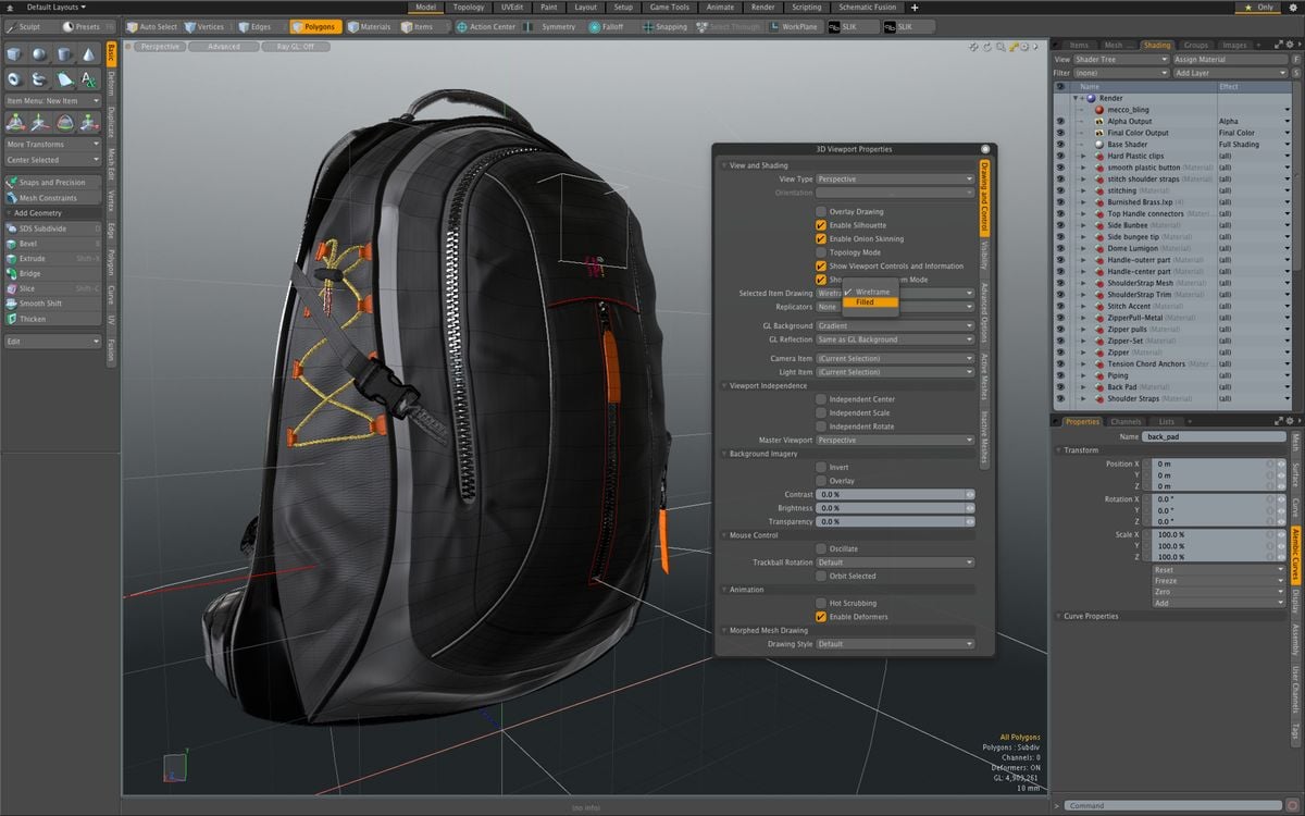 screenshot of Modo 3D modeling