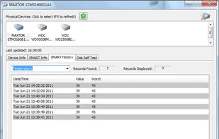 SMART history shows every historical value for every disk property