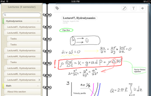 OneNote page in MobileNoter for iPad