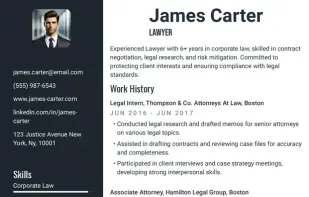 Law Attorney Resume Template