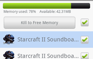 Running applications list