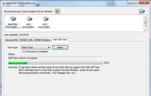 Allows you to run SMART self-tests and saves the results