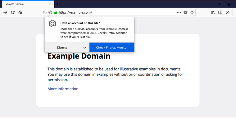 Firefox adding notification for when users visit recently breached websites image