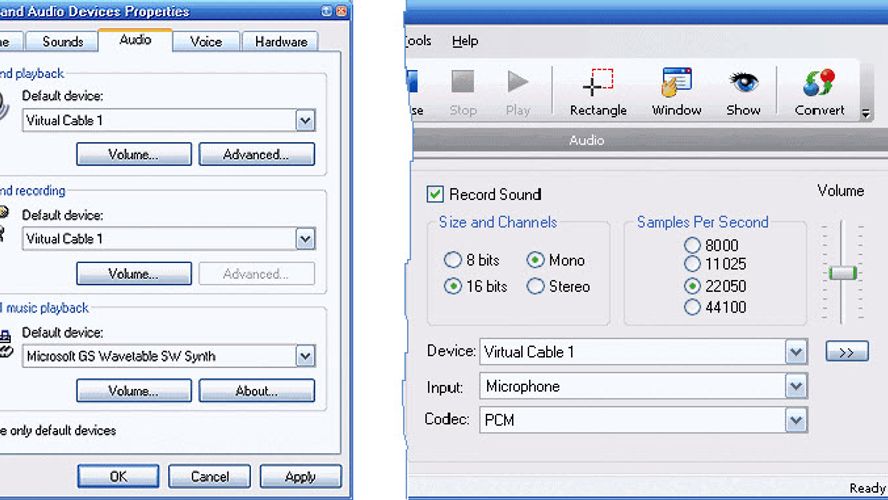 Virtual Audio Cable Virtual connector to route audio between apps and
