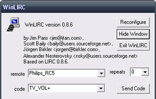 WinLIRC screenshot 1