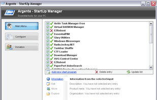 Argente StartUp Manager screenshot 1
