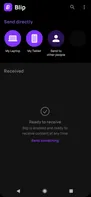 Main screen of the Blip app for Android in Dark Mode