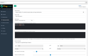 Configuration of auto rescue actions
