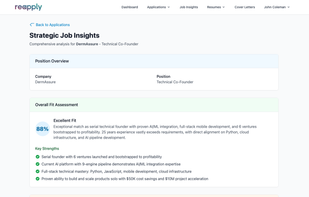 Strategic Job Insights - gap analysis with specific strengths, concerns, and bridge strategies