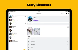 Create a story element for every character, location, item, and so much more. 