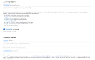 Execute JavaScript, render pages, choose format.