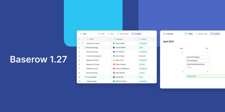 Baserow 1.27: faster formulas, custom themes, calendar sync, and enhanced data retrieval image
