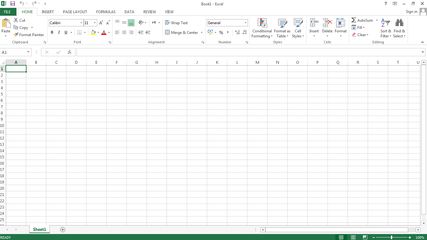 A new document in Excel 2013 on Windows 8