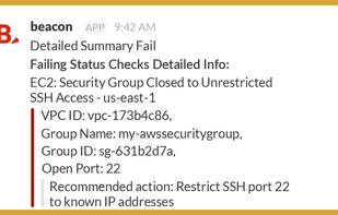 Beacon (AWS Cloud Security on Slack) screenshot 1