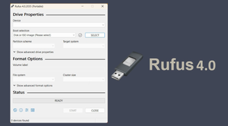 Rufus 4.0: 64bit application by default, but drops Windows 7 support image