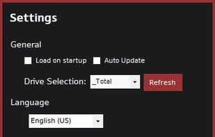 Settings window