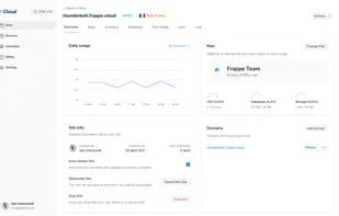 Frappe Cloud Site Dashboard