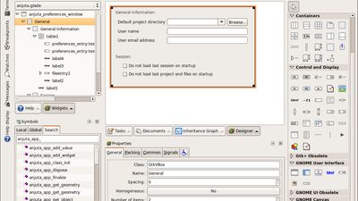 Anjuta has integrated Graphical User Interface designer (Glade).