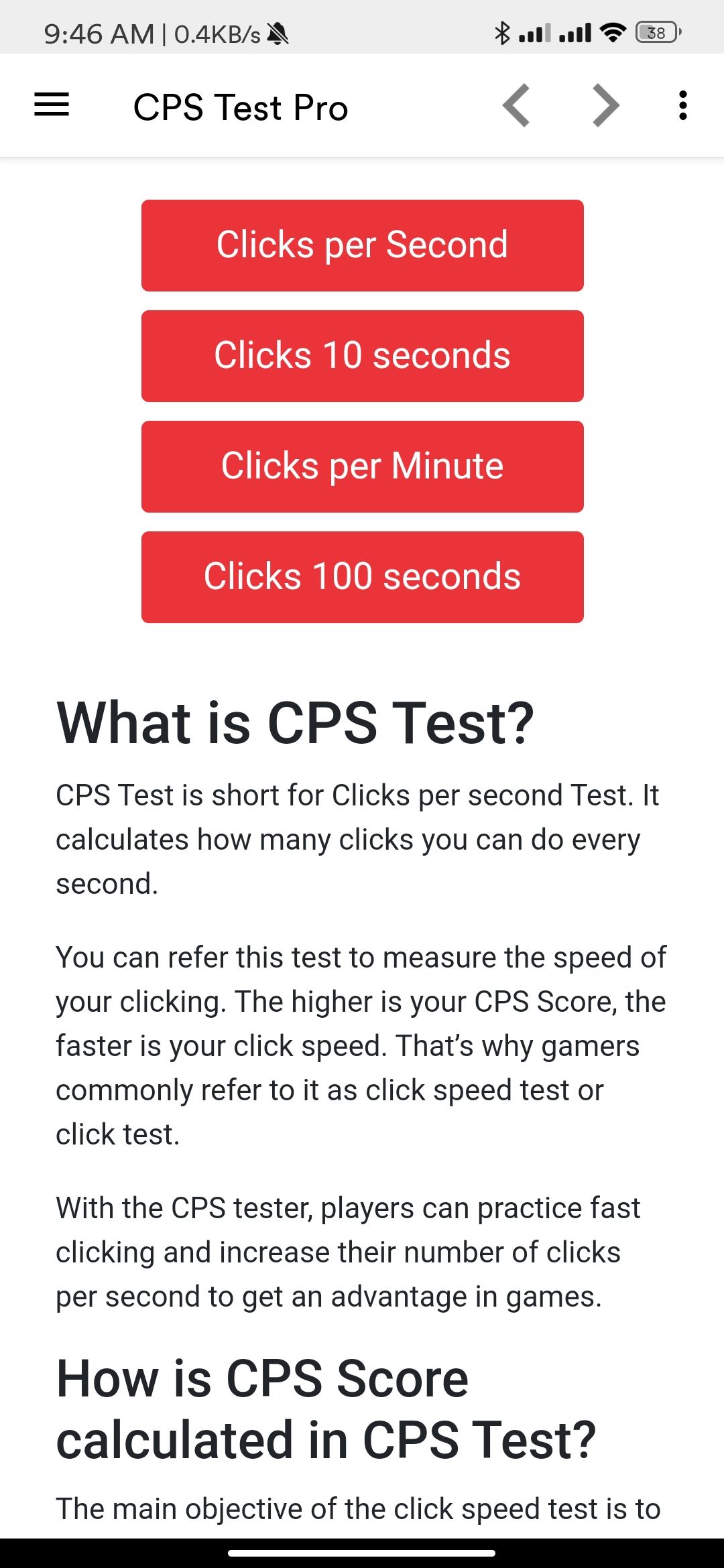 Click Test - Click speed Per Second Test