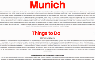 Example of Munich as one of the 250+ cities for a mid-high budget user - high quality, currently popular ideas.