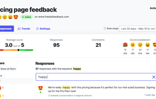Survey details: search for specific feedback