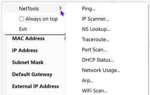 NetTools menu.