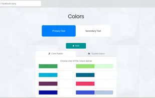 Color palette selection page. Use pre-made palette or choose your own colors.