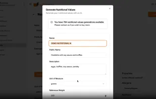 AI-Generated Nutritional Values
