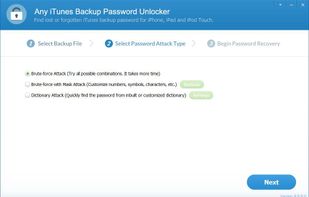 Any iTunes Backup Password Unlocker screenshot 1