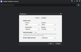 set output format for Tidal music