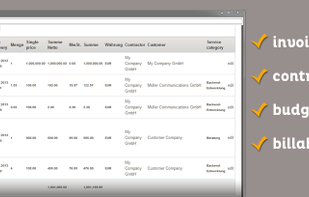 invoices, contracts, budgets, billables
