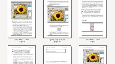 Gimp user manual in PDF Arranger with Adwaita theme